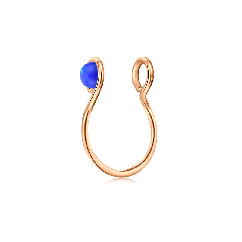 Small Circle Imitation Opal Fake Nose Ring Hoop