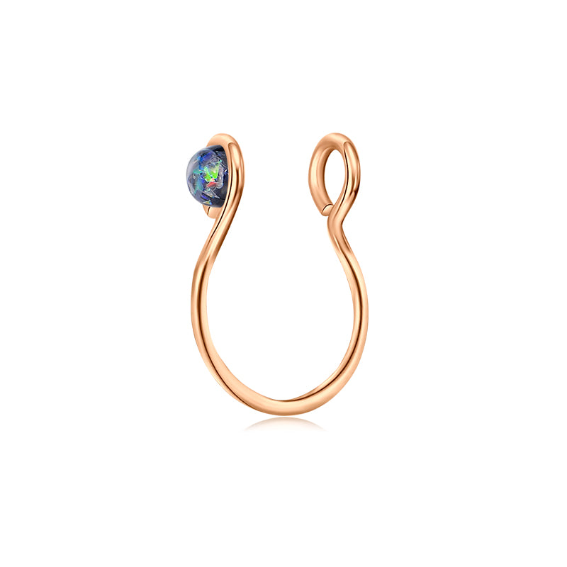 Small Circle Imitation Opal Fake Nose Ring Hoop