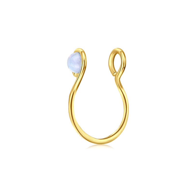 Small Circle Imitation Opal Fake Nose Ring Hoop