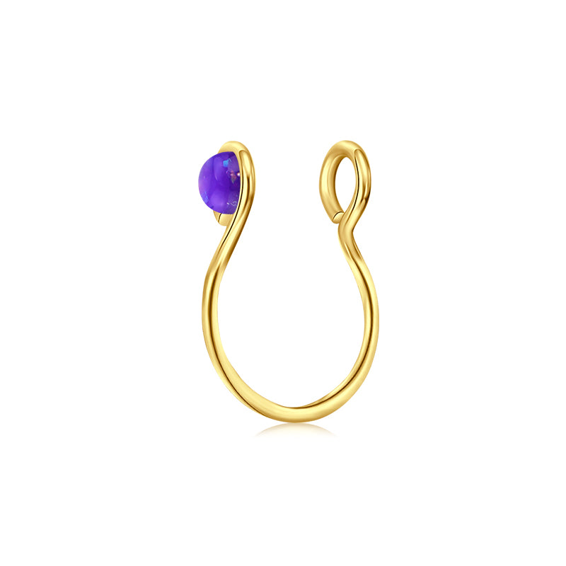 Small Circle Imitation Opal Fake Nose Ring Hoop