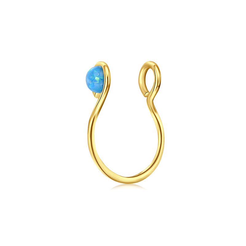 Small Circle Imitation Opal Fake Nose Ring Hoop