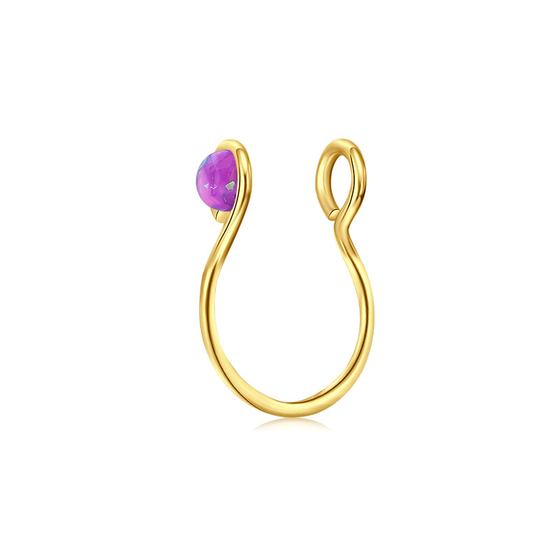Small Circle Imitation Opal Fake Nose Ring Hoop