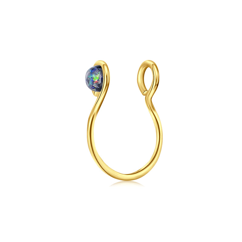 Small Circle Imitation Opal Fake Nose Ring Hoop