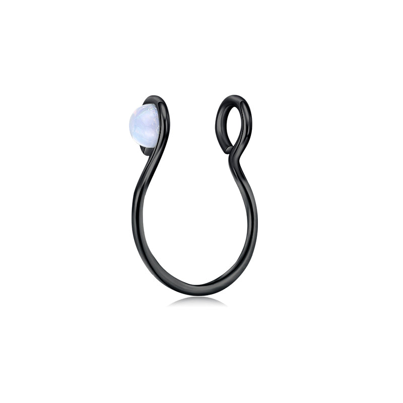 Small Circle Imitation Opal Fake Nose Ring Hoop