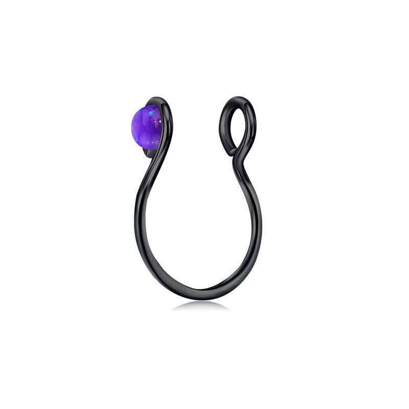 Small Circle Imitation Opal Fake Nose Ring Hoop