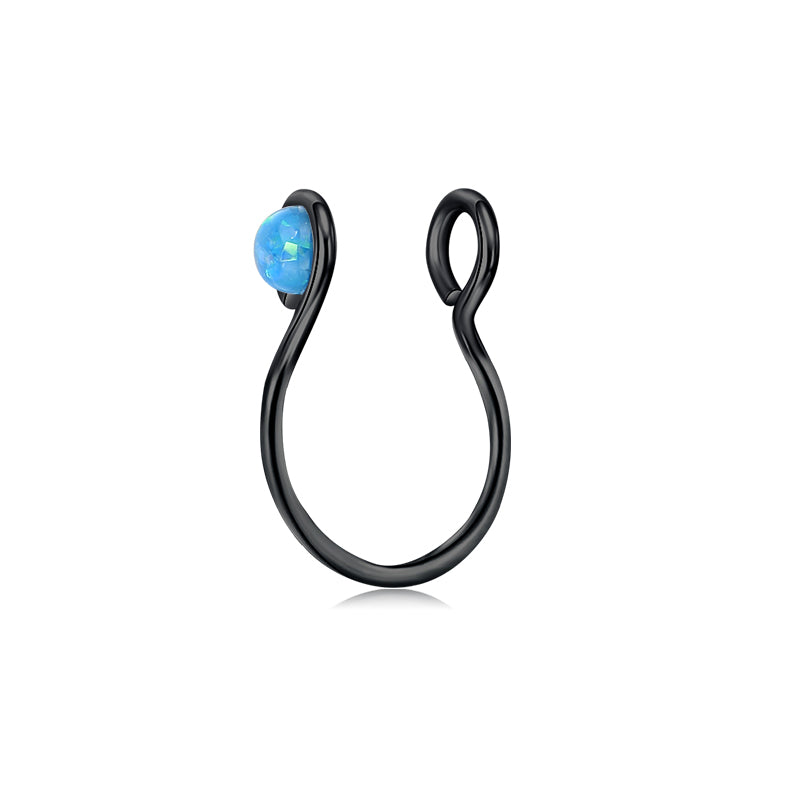 Small Circle Imitation Opal Fake Nose Ring Hoop