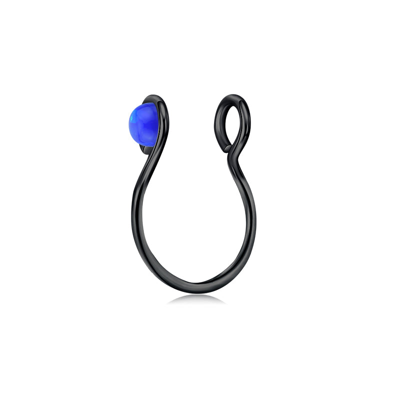 Small Circle Imitation Opal Fake Nose Ring Hoop