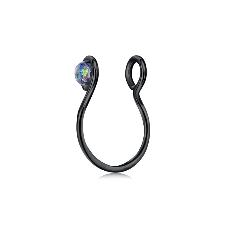 Small Circle Imitation Opal Fake Nose Ring Hoop