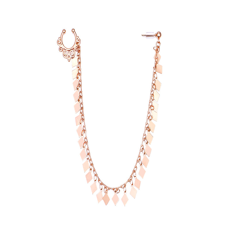 Fake Septum Alloy HorseShoe Copper Chain Nose Clip Chain