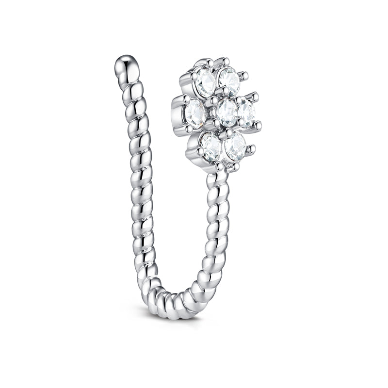 Twist Rod Point Drill Floret Fake Nose Ring Hoop