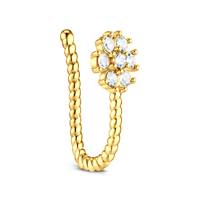 Twist Rod Point Drill Floret Fake Nose Ring Hoop