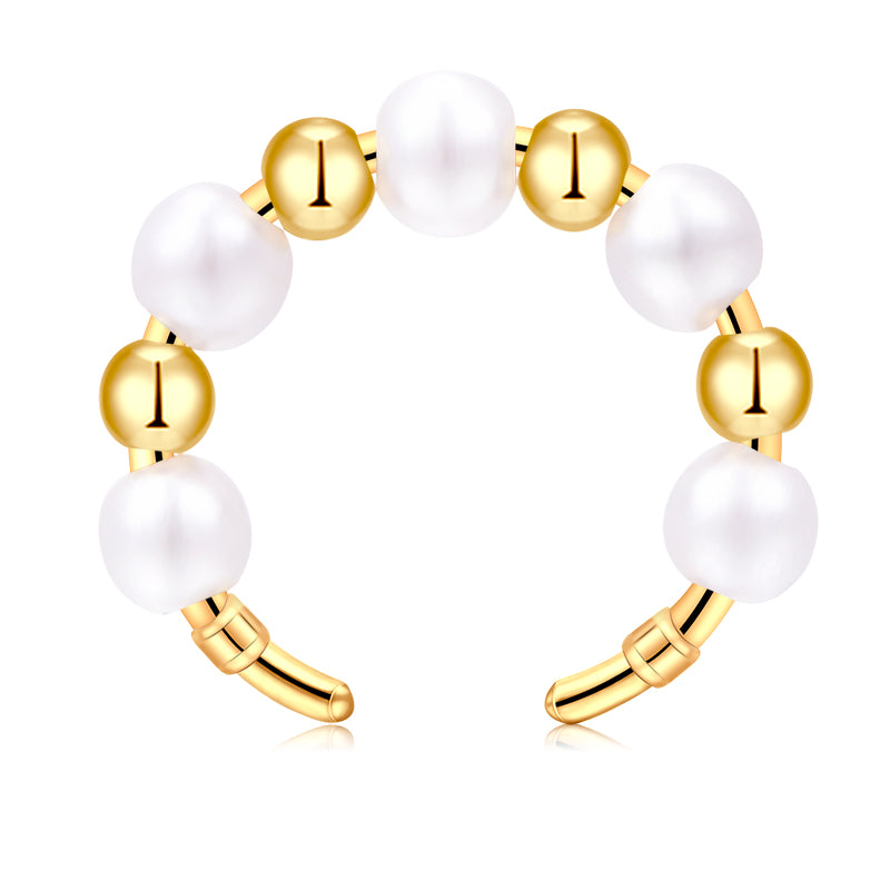 White Gold Bead ear clip