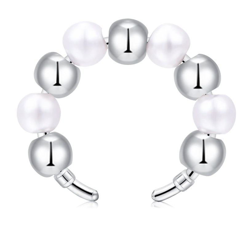 White Sliver Bead ear clip