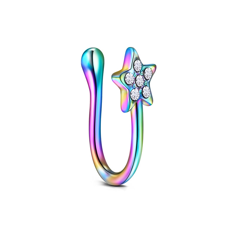 Star Point Drill Fake Nose Ring Hoop