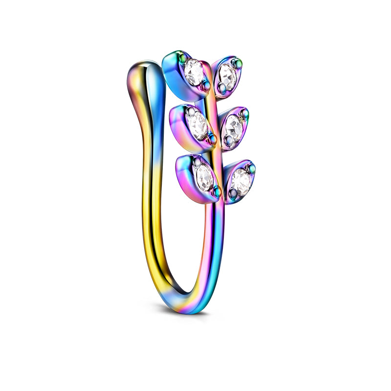Three Leaf Point Drill Fake Nose Ring Hoop
