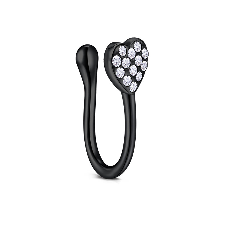 Heart Shape Point Drill Fake Nose Ring Hoop