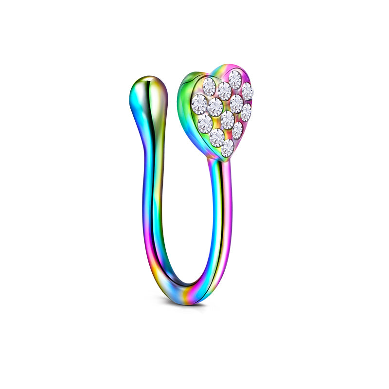 Heart Shape Point Drill Fake Nose Ring Hoop