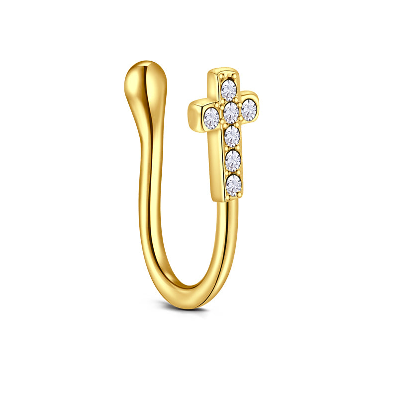 Cross Point Drill Fake Nose Ring Hoop