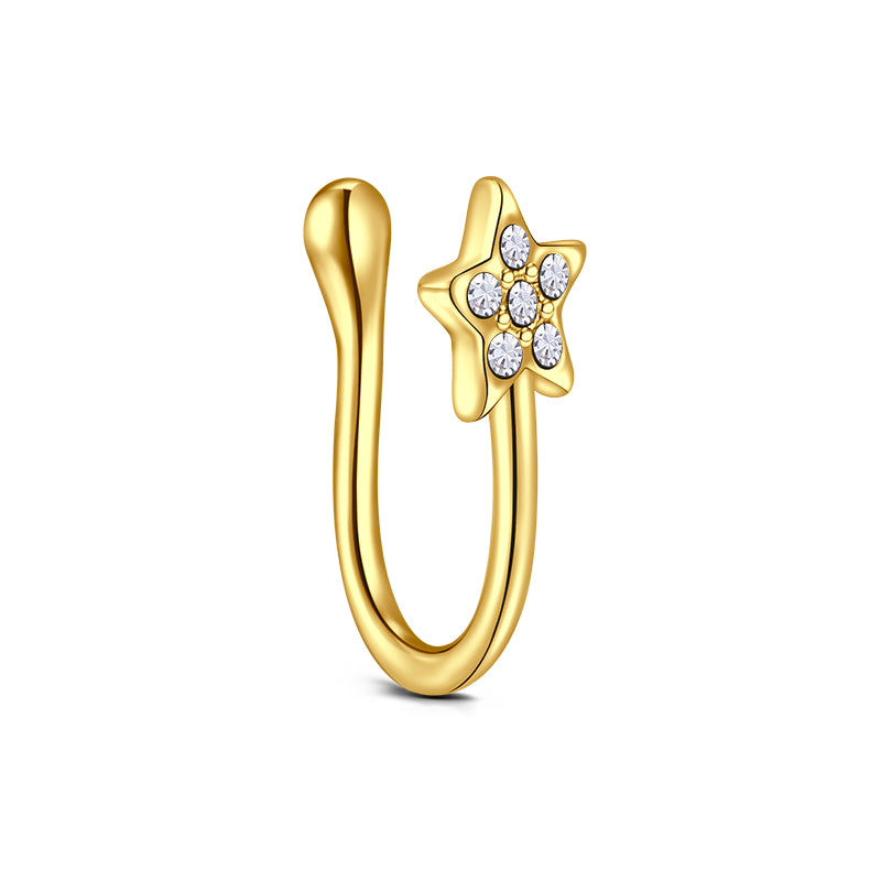 Star Point Drill Fake Nose Ring Hoop