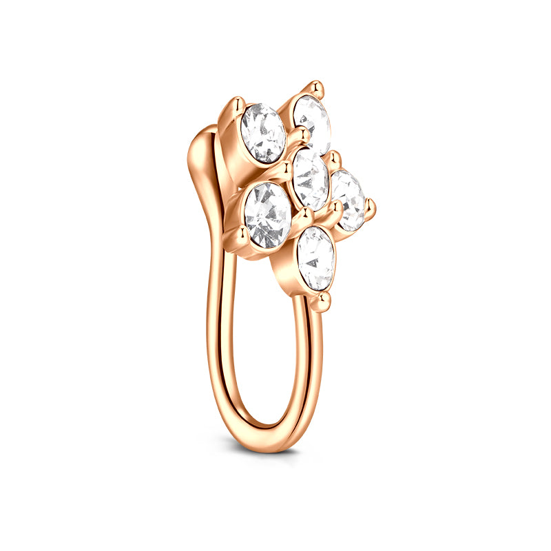 Five Petaled Flower Zirconium Fake Nose Ring Hoop