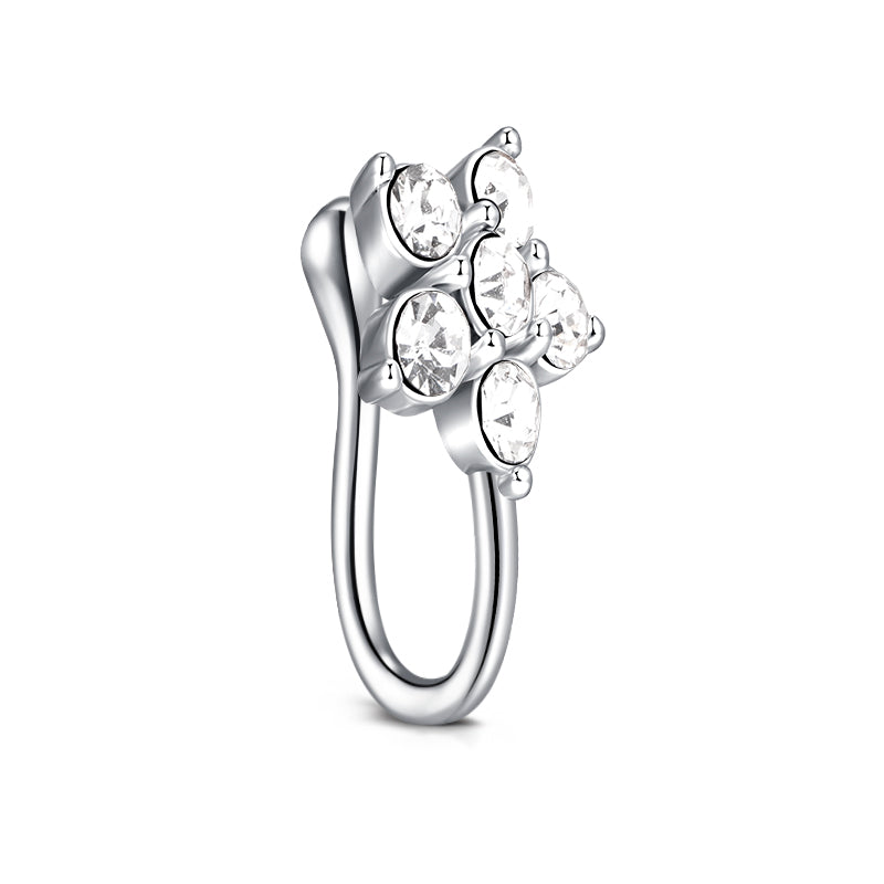 Five Petaled Flower Zirconium Fake Nose Ring Hoop
