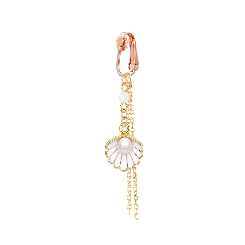 Gold Shell pendant - ear clamp