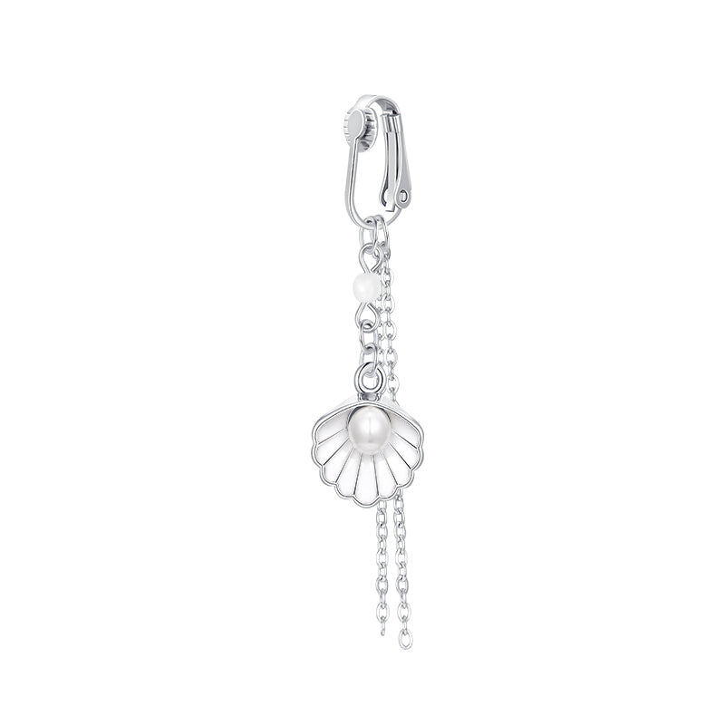 Silver Shell pendant - ear clamp