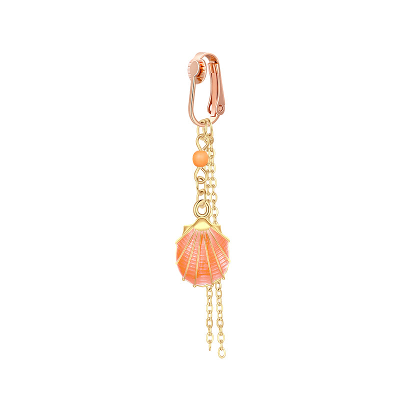 Orange Shell pendant - ear clamp
