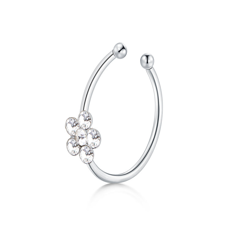 Small Flowers Fake Nose Rings Hoop