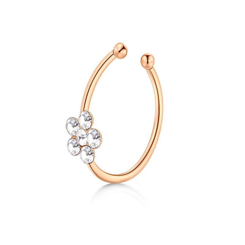 Small Flowers Fake Nose Rings Hoop