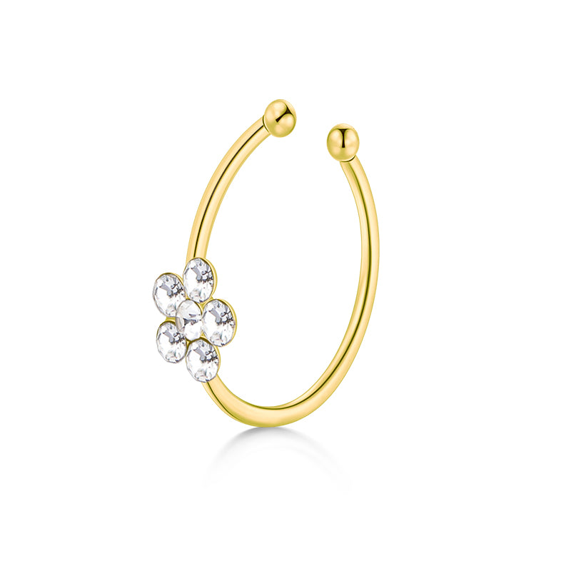 Small Flowers Fake Nose Rings Hoop