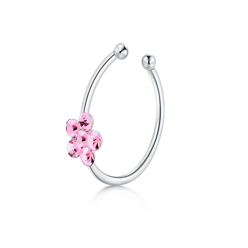 Small Flowers Fake Nose Ring Hoop