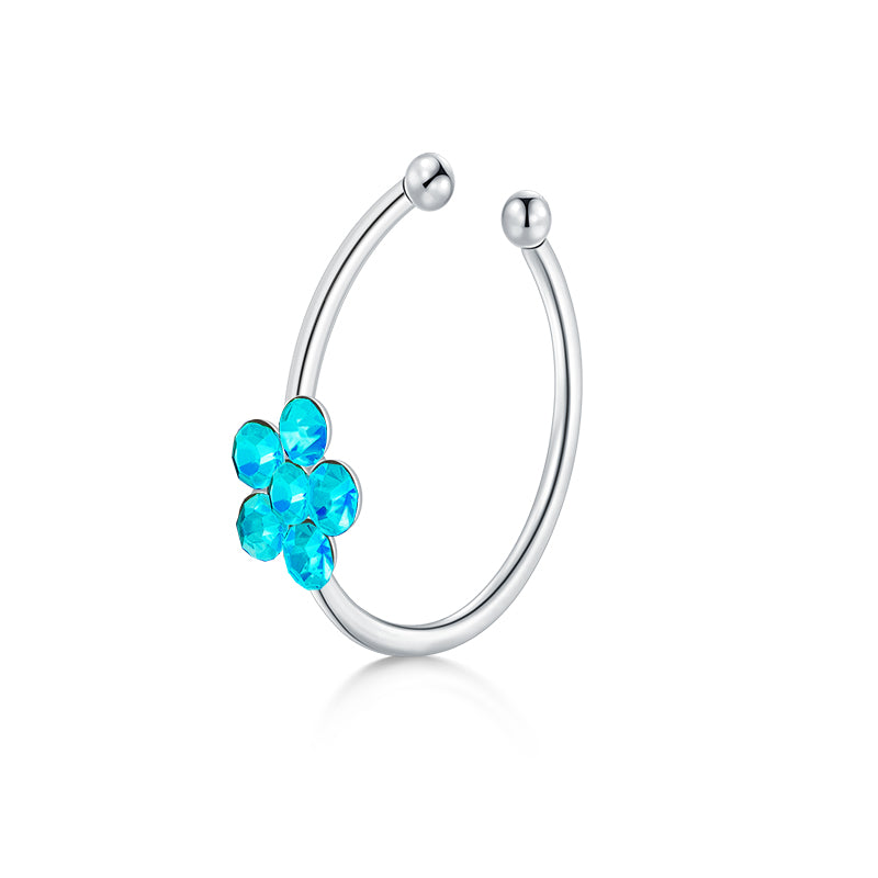 Small Flowers Fake Nose Ring Hoop