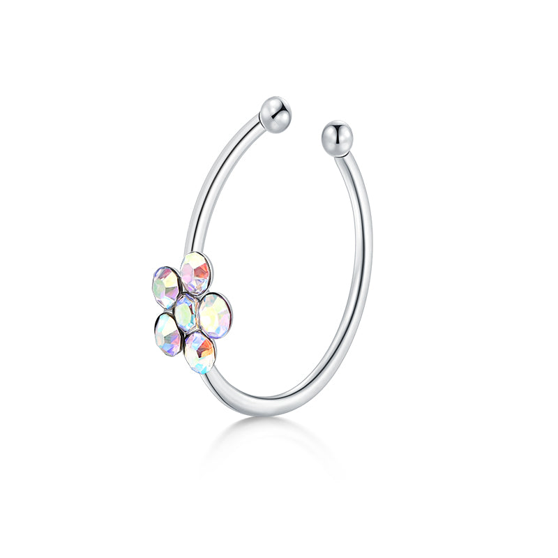 Small Flowers Fake Nose Ring Hoop