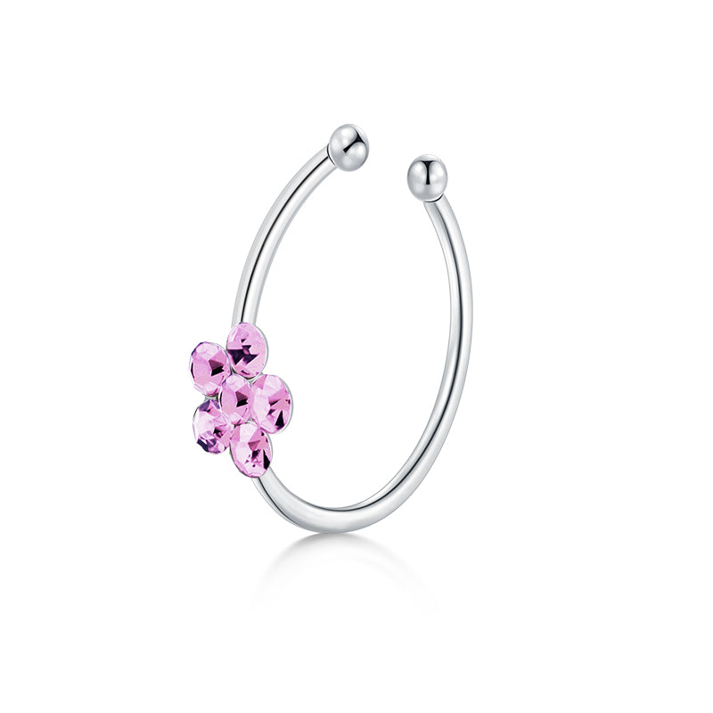 Small Flowers Fake Nose Ring Hoop