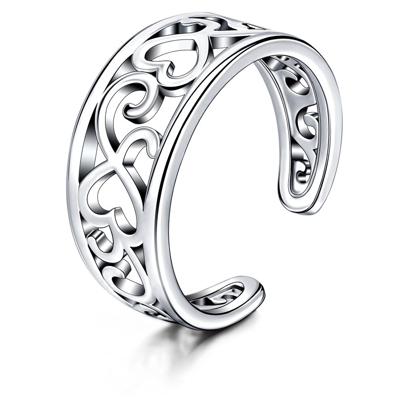 Silver Hollow pattern foot ring
