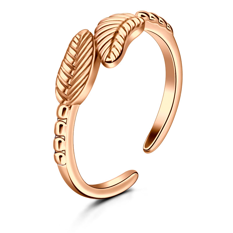 Rose Gold Double leaf foot ring