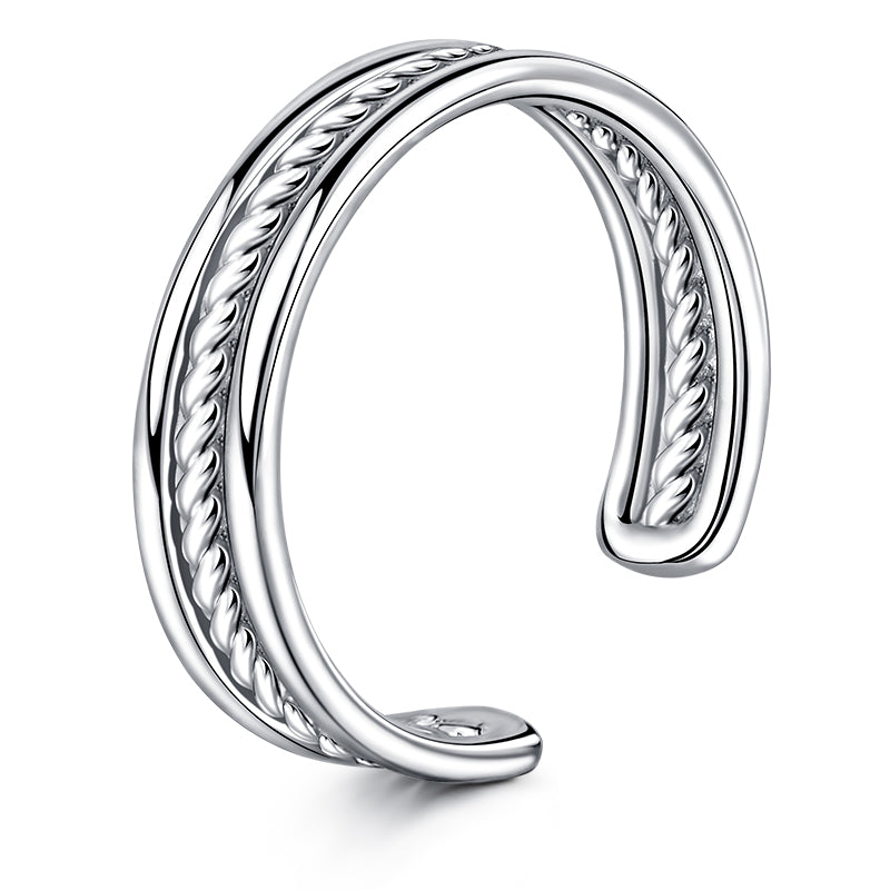 Silver Twist three-layer foot ring