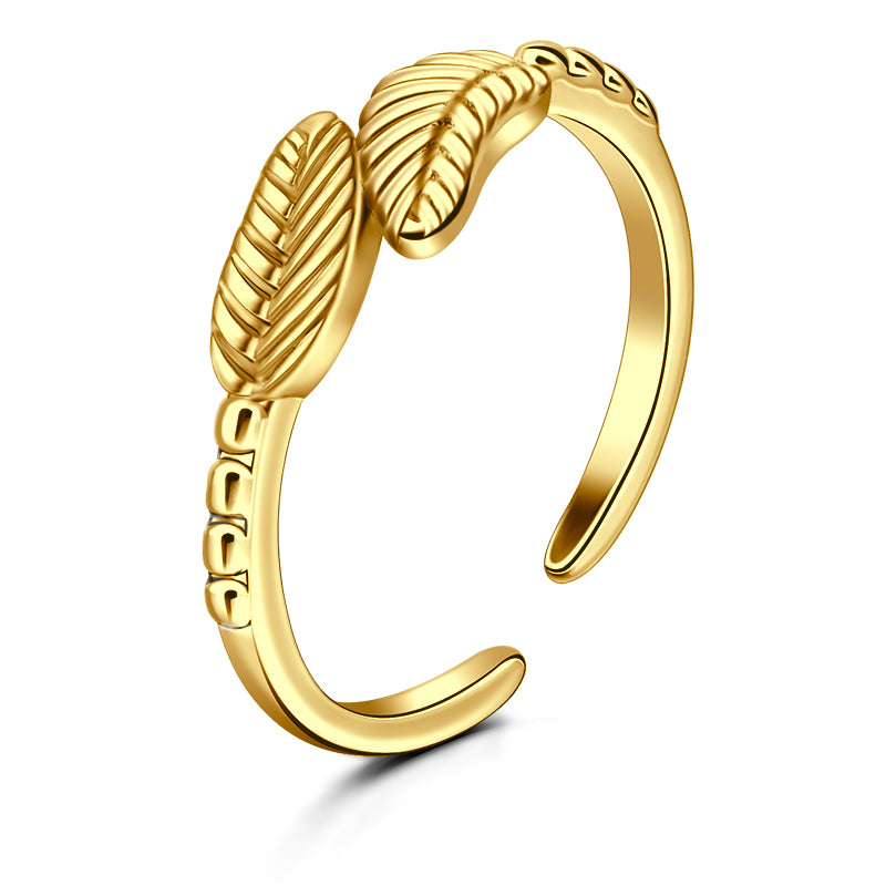 Gold Double leaf foot ring