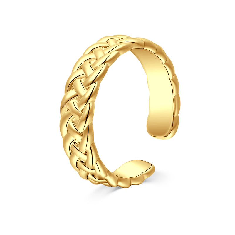 Gold Wide braid toe ring