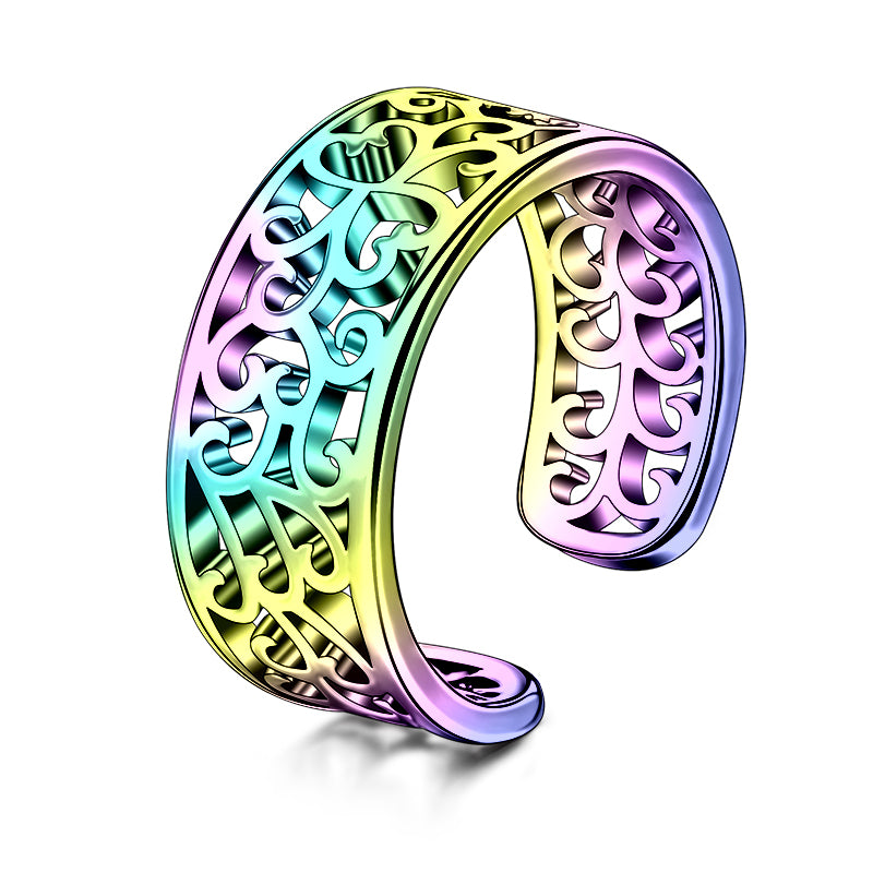 Rainbow Wide Hollow Foot Ring