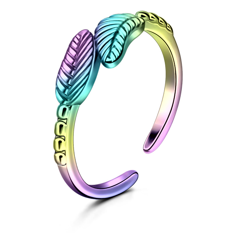 Rainbow Double leaf foot ring