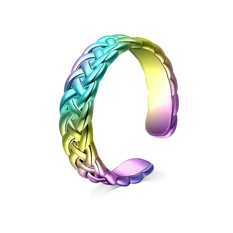 Rainbow Wide braid toe ring