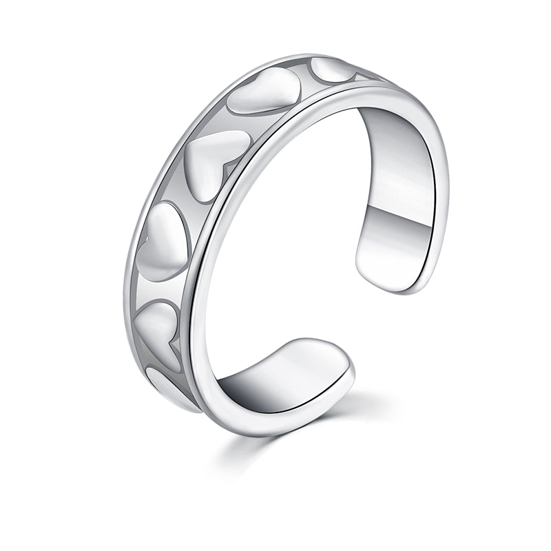 Silver Relief love toe ring