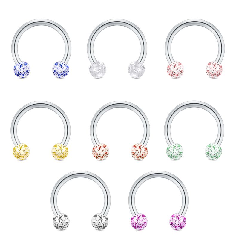 Glitter Ball 16G Septum Ring Horseshoe Piercing