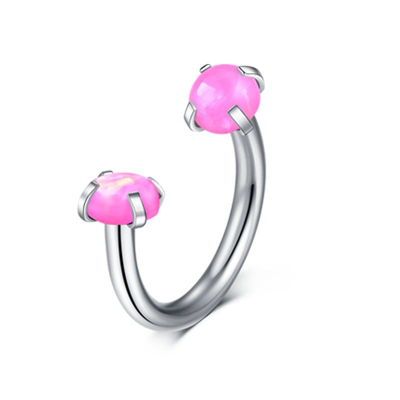 Septum Ring 16G Opal Horseshoe Nose Hoop Piercing Helix Earring