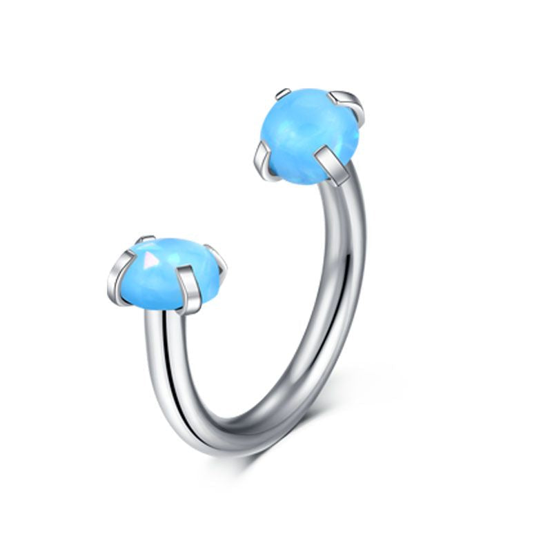 Septum Ring 16G Opal Horseshoe Nose Hoop Piercing Helix Earring