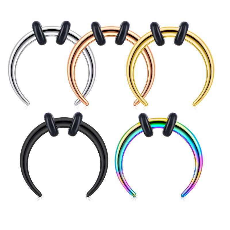 Sheep s Horns Septum Ring 16G 8MM with Silicone Strip