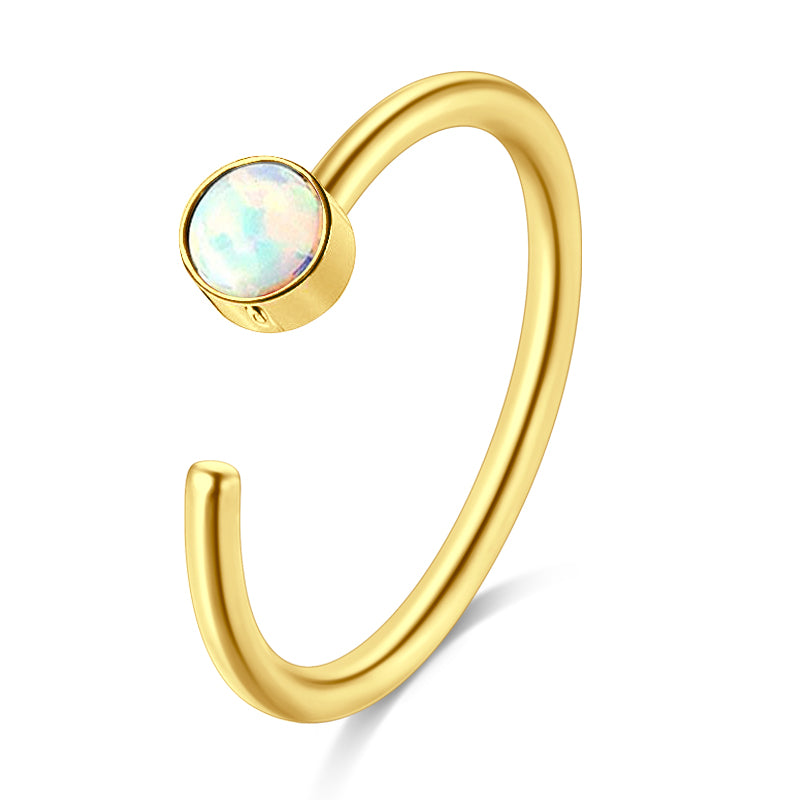 Opal Nose Rings Hoops