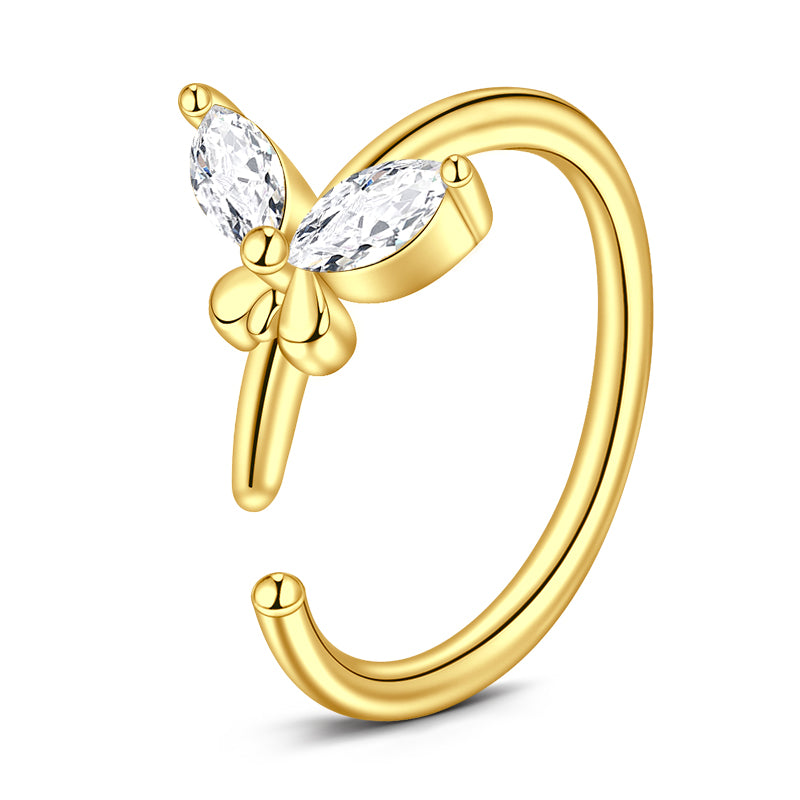 Butterfly Diamond Nose Rings Hoop